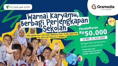 Gramedia Ajak Anak dan Keluarga Berbagi Melalui Lomba Mewarnai “Warnai Karyamu”, Berbagi Perlengkapan Sekolah